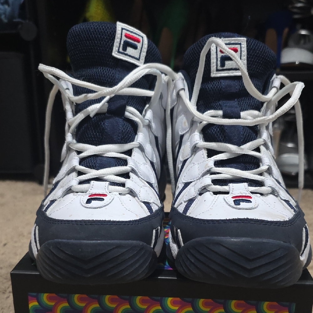 Fila Navy and White High-Top Sneakers